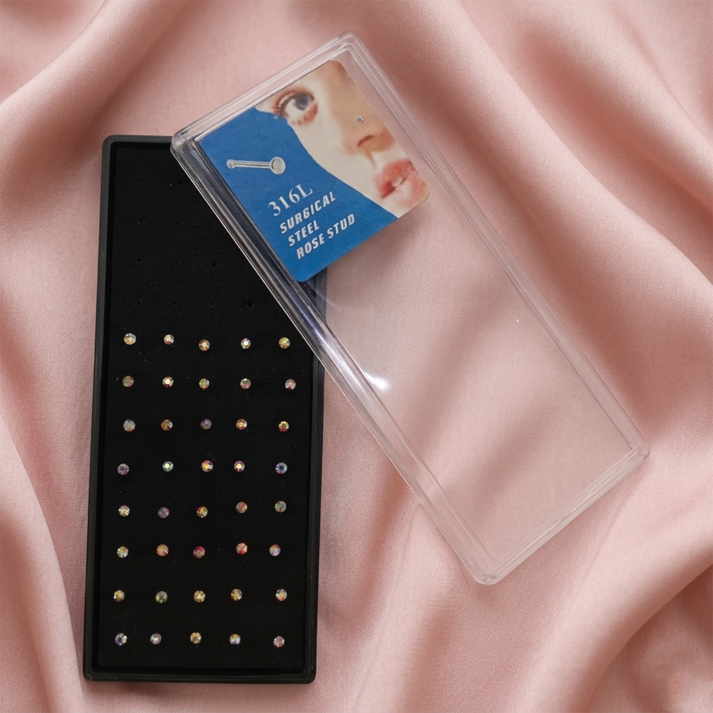The99Jewel Crystal Stone Nose Stud Set for Women ( 40 Nose Stud )