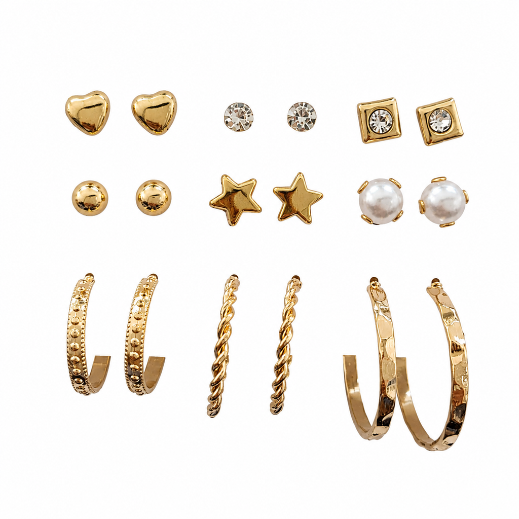 The99Jewel 9 Pair Multi-Design Earrings Combo Set for Women