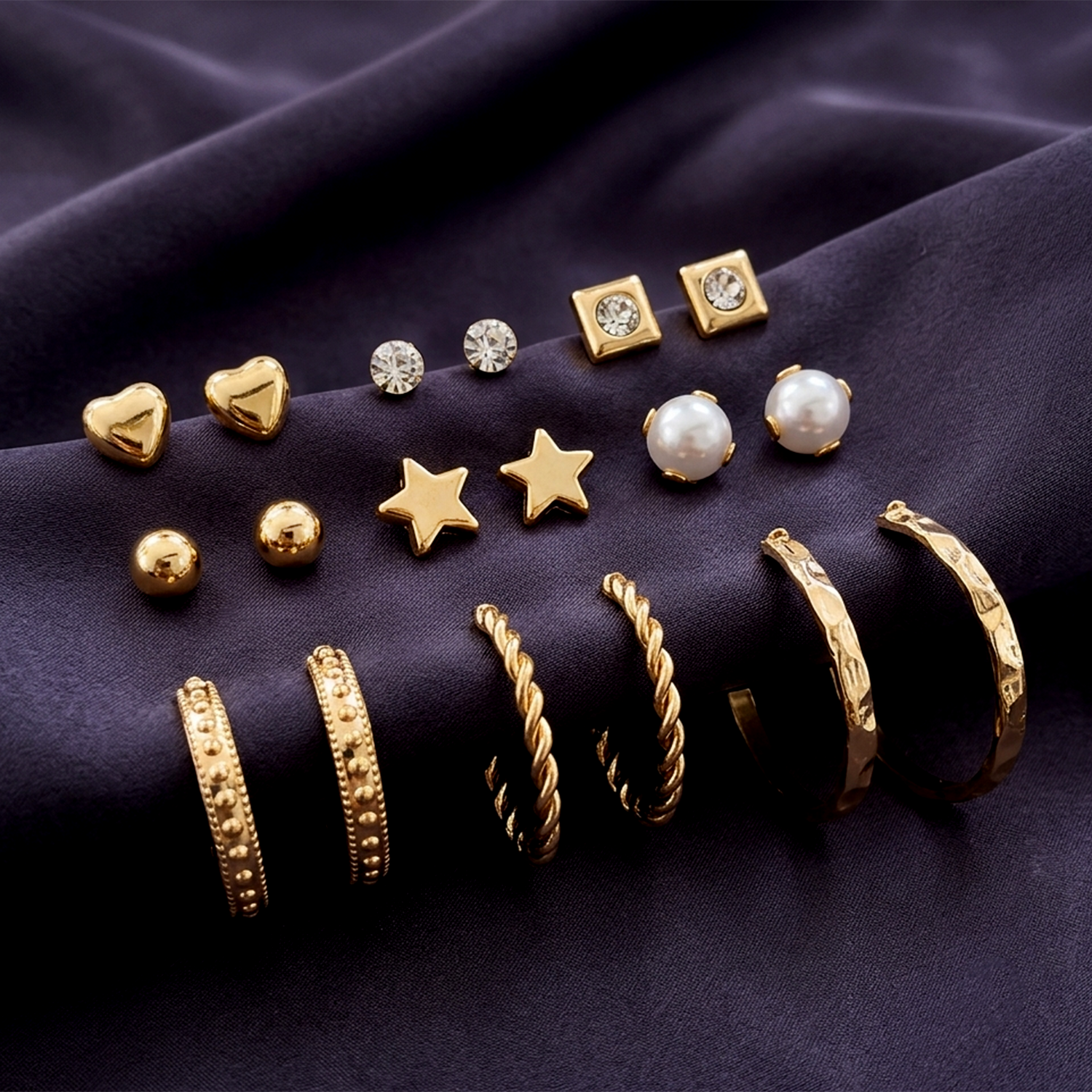 The99Jewel 9 Pair Multi-Design Earrings Combo Set for Women