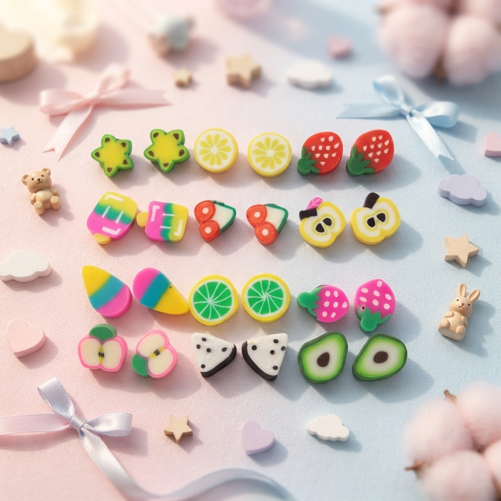 The99Jewel Cute Fruit Theme Stud Earrings Combo for Girls