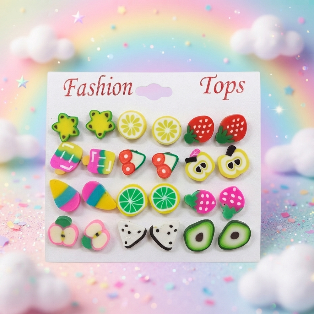 The99Jewel Cute Fruit Theme Stud Earrings Combo for Girls 