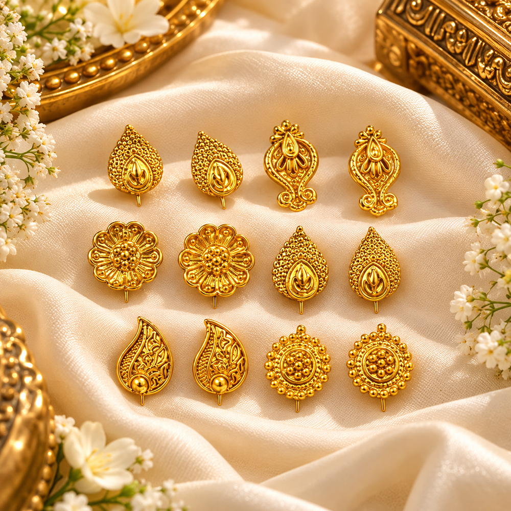 The99Jewel Traditional Gold Plated Bugadi Clip On Earrings for Women ( Assorted Earrings )( 6 Pair Of Bugadi )