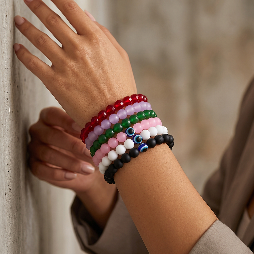 The99Jewel Multicolor Pack of 6 Beaded Bracelet Combo for Women And Girls