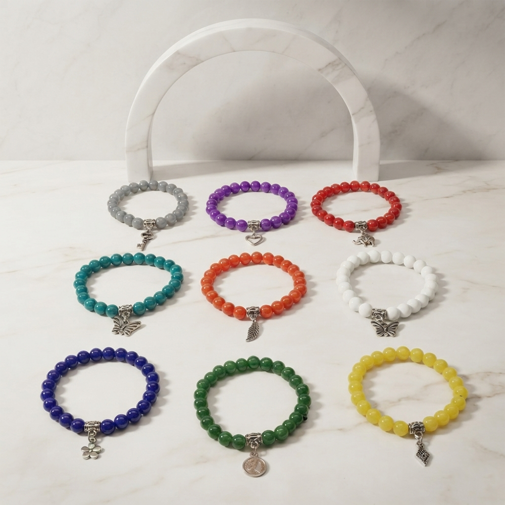 The99Jewel Festive Navratri Multicolour Beaded Combo Bracelet with Assorted Charm