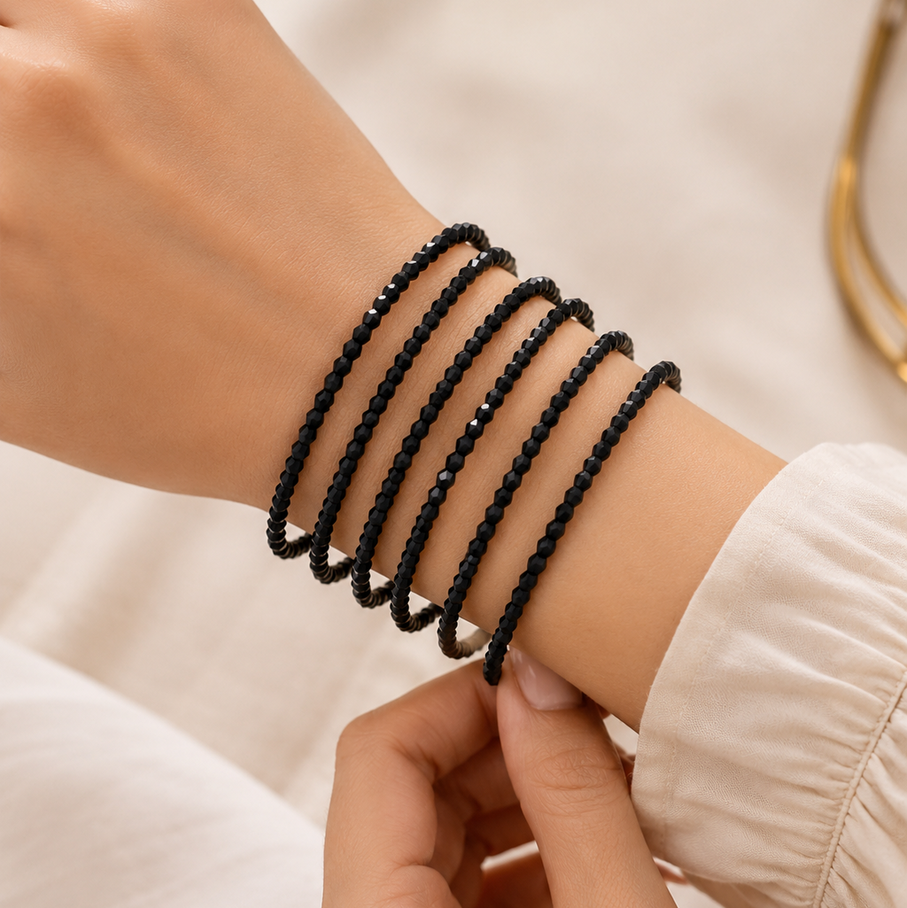 The99Jewel Black Fashion Bracelet Combo Set of 6 for Women