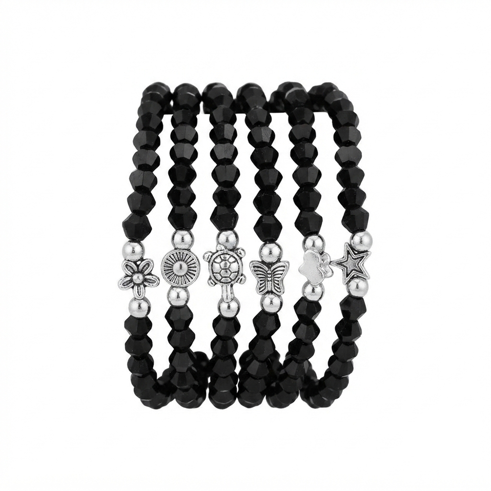 The99Jewel Black Color  Fashion Bracelet Combo Set of 6 for Women
