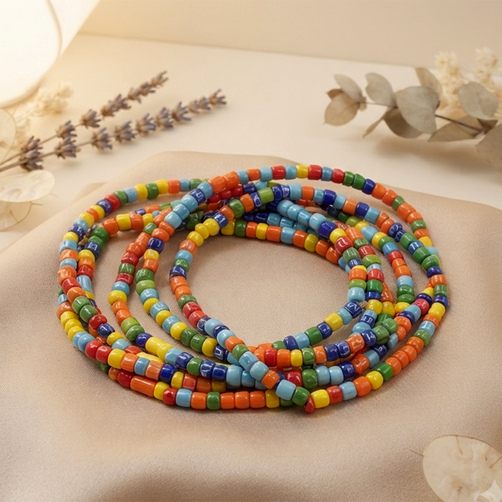 The99Jewel Multi Strand Rainbow Seed Bead Bracelet Combo Set of 6 for Women