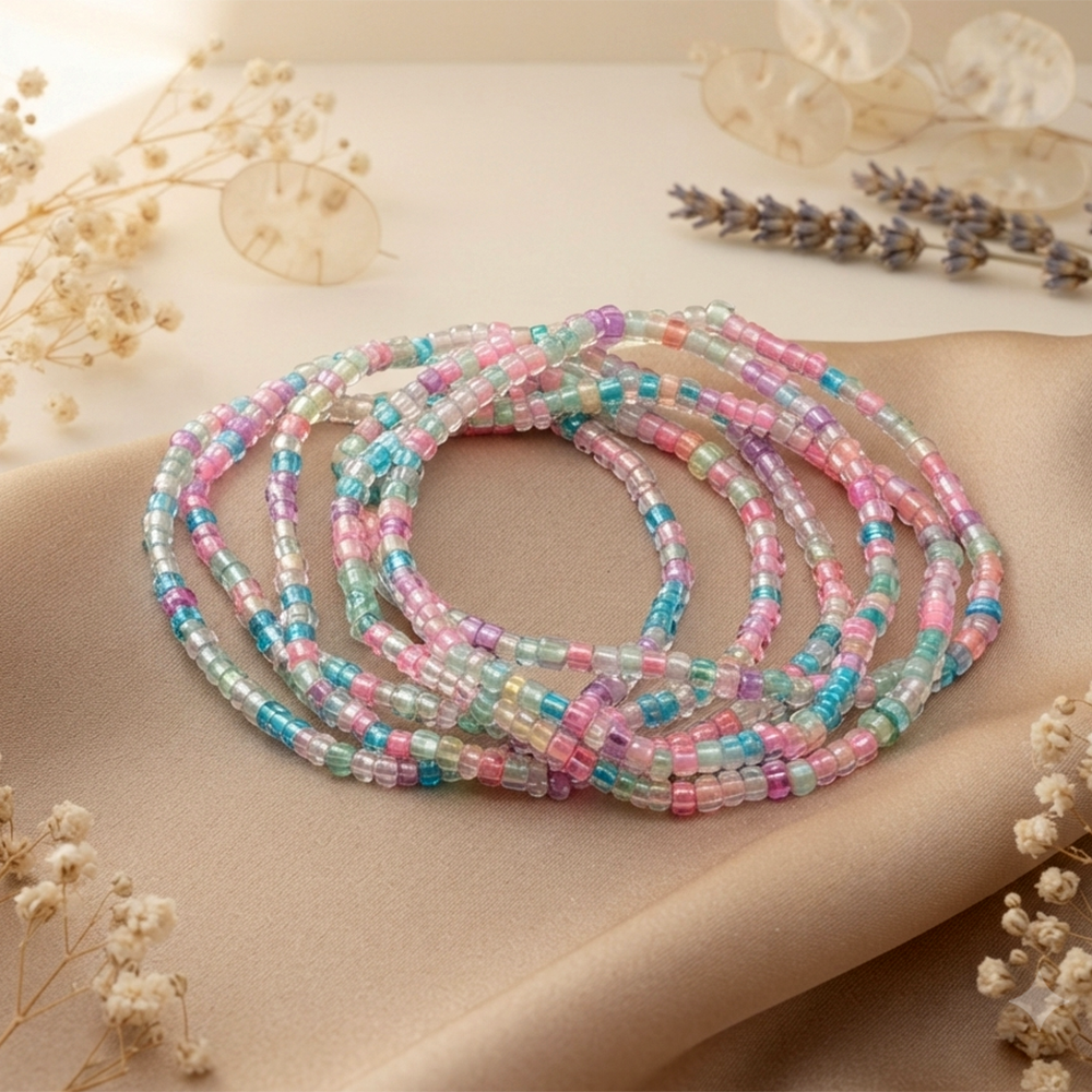 The99Jewel Trendy Multi Strand Seed Bead Bracelet with Combo Set of 6 for Women