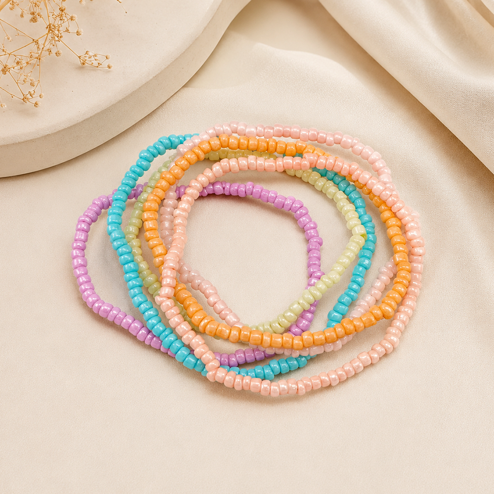 The99Jewel Trendy Multi Strand Seed Bead Bracelet Combo Set of 6 for Women
