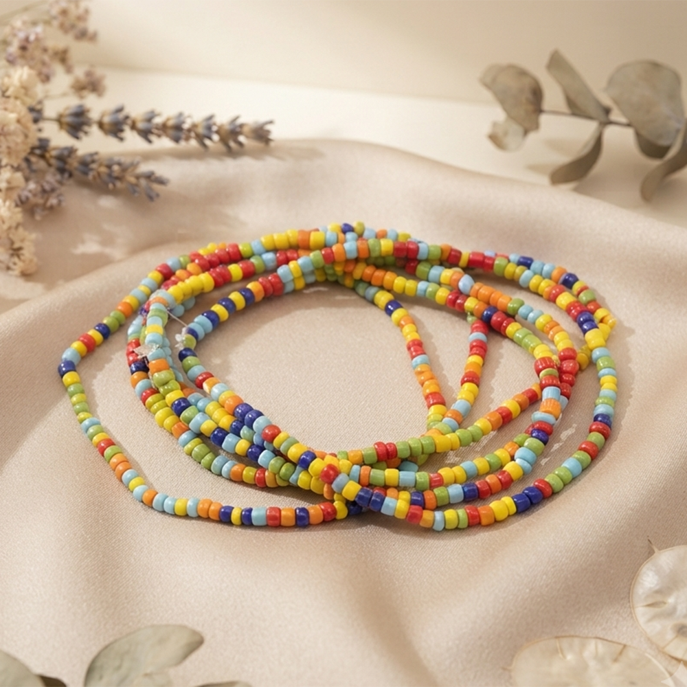 The99Jewel Multi Strand Rainbow Seed Bead Bracelet Combo Set of 6 for Women