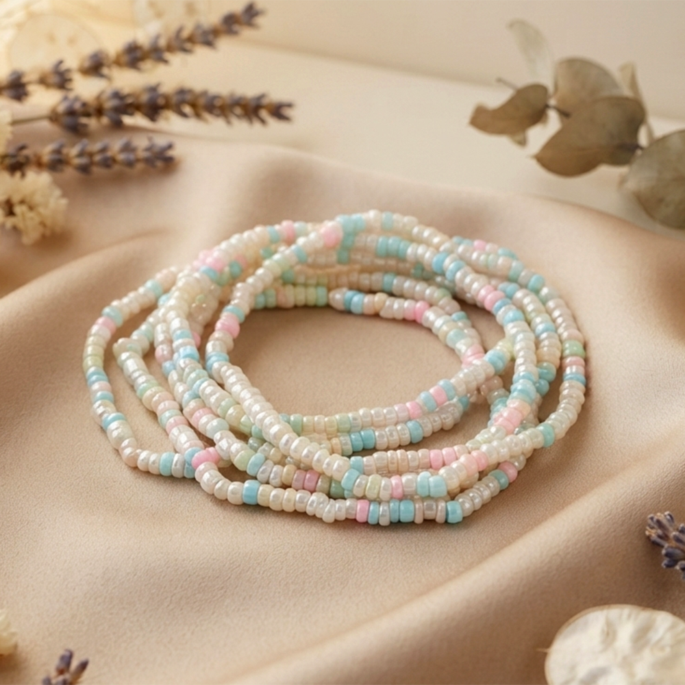 The99Jewel Trendy Multi Strand Seed Bead Bracelet Combo Set of 6 for Women