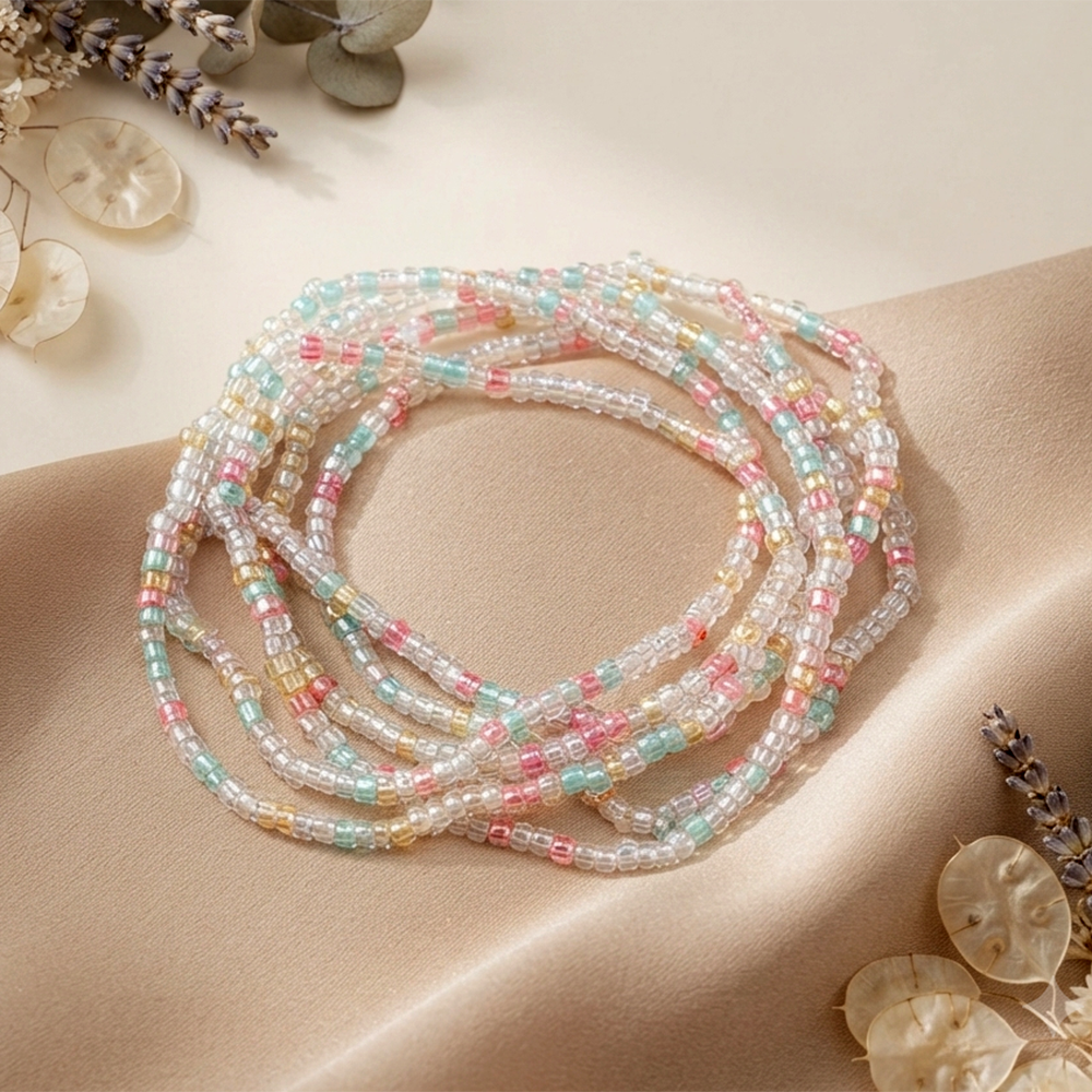 The99Jewel Trendy Multi Strand Seed Bead Bracelet Combo Set of 6 for Women