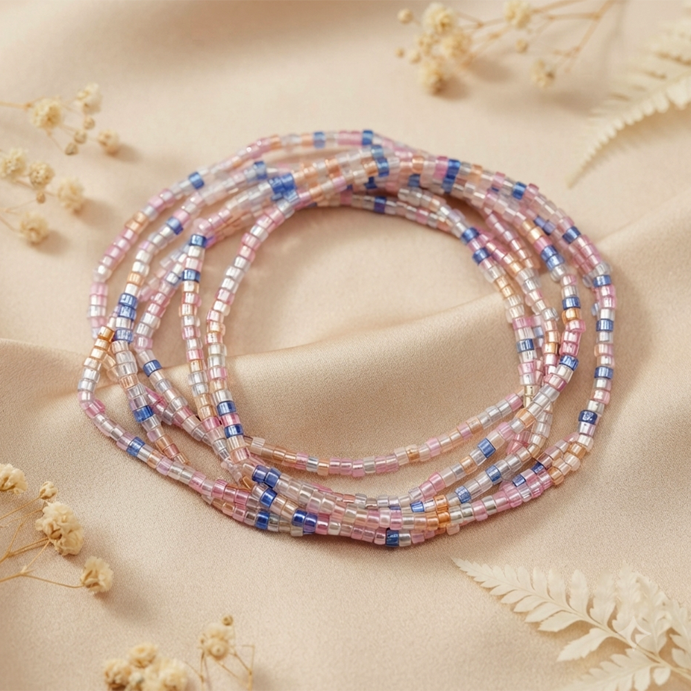 The99Jewel Trendy Multi Strand Seed Bead Bracelet Combo Set of 6 for Women