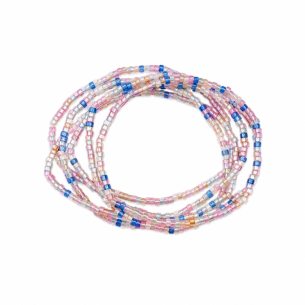 The99Jewel Trendy Multi Strand Seed Bead Bracelet Combo Set of 6 for Women