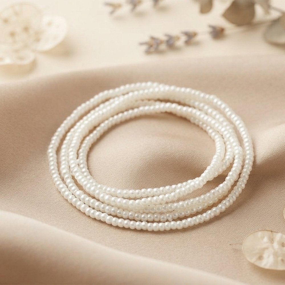 The99Jewel Trendy White Strand Seed Bead Bracelet Combo Set of 6 for Women