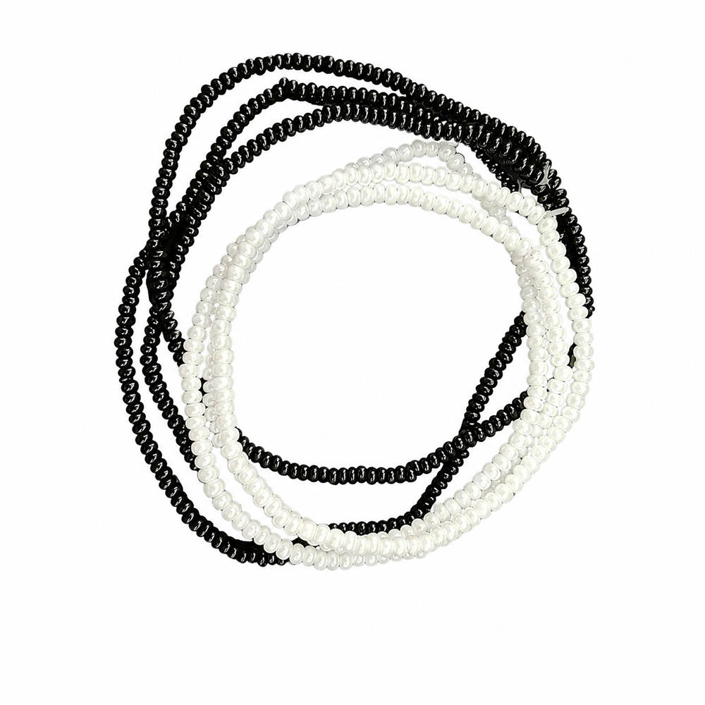 The99Jewel Trendy Black And White  Strand Seed Bead Bracelet Combo Set of 6 for Women