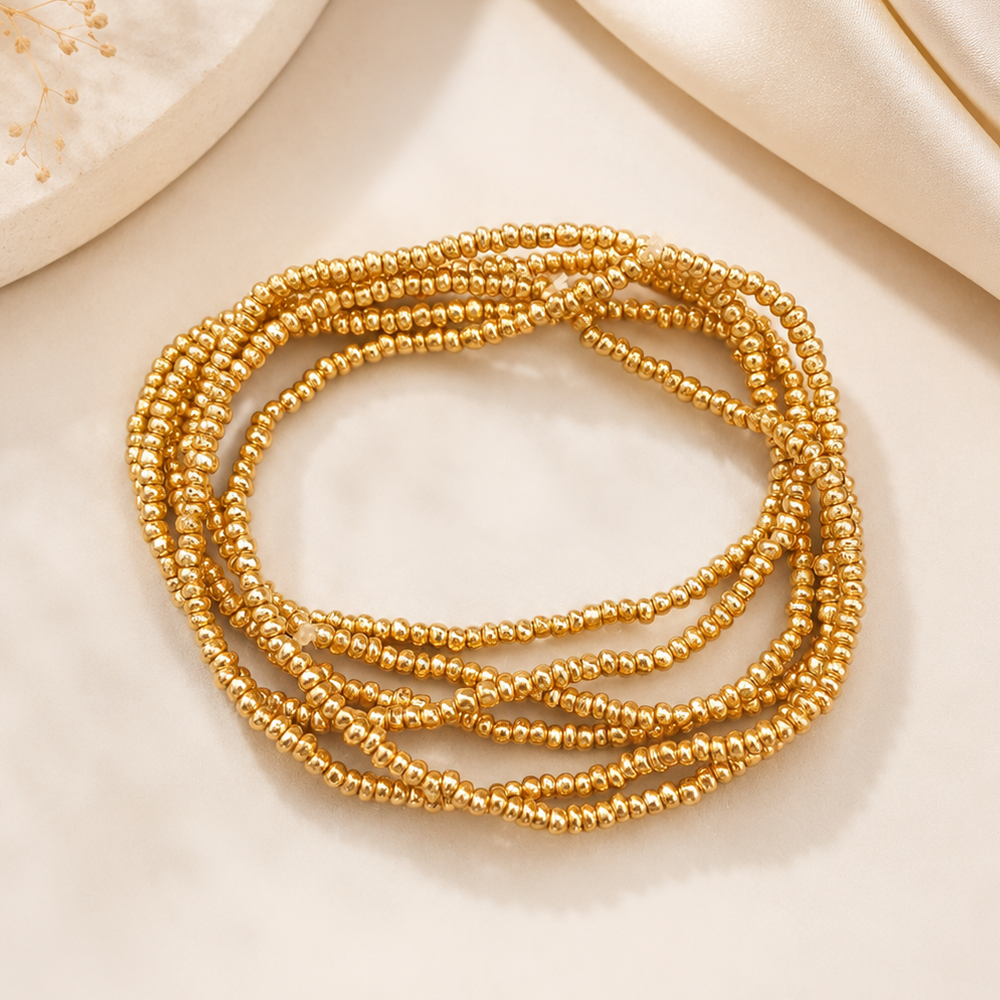 The99Jewel Trendy Silver Strand Seed Bead Bracelet Combo Set of 6 for Women