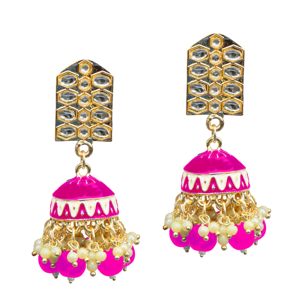 The99Jewel Traditional Kundan Stone Jhumki  Earrings for Women | Elegant Ethnic Stone Jewellery for Festivals, Weddings and Parties