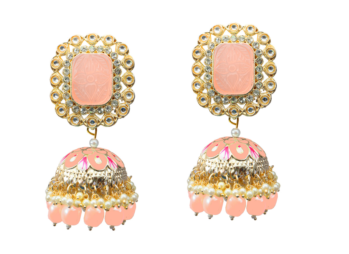 The99Jewel Traditional Austrian Stone Jhumki  Earrings for Women | Elegant Ethnic Stone Jewellery for Festivals, Weddings and Parties