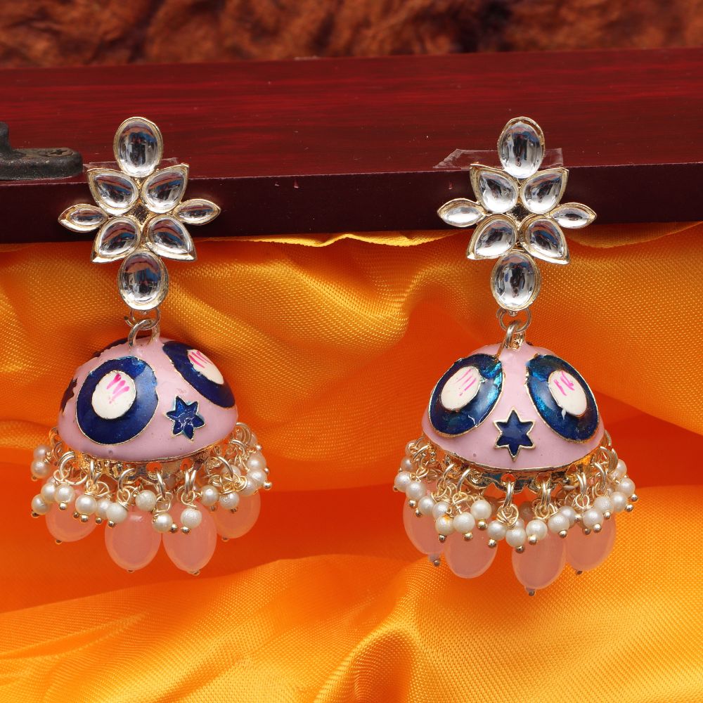 The99Jewel Traditional Kundan Stone Jhumki  Earrings for Women | Elegant Ethnic Stone Jewellery for Festivals, Weddings and Parties