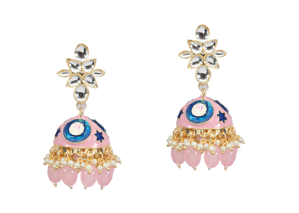 The99Jewel Traditional Kundan Stone Jhumki  Earrings for Women | Elegant Ethnic Stone Jewellery for Festivals, Weddings and Parties