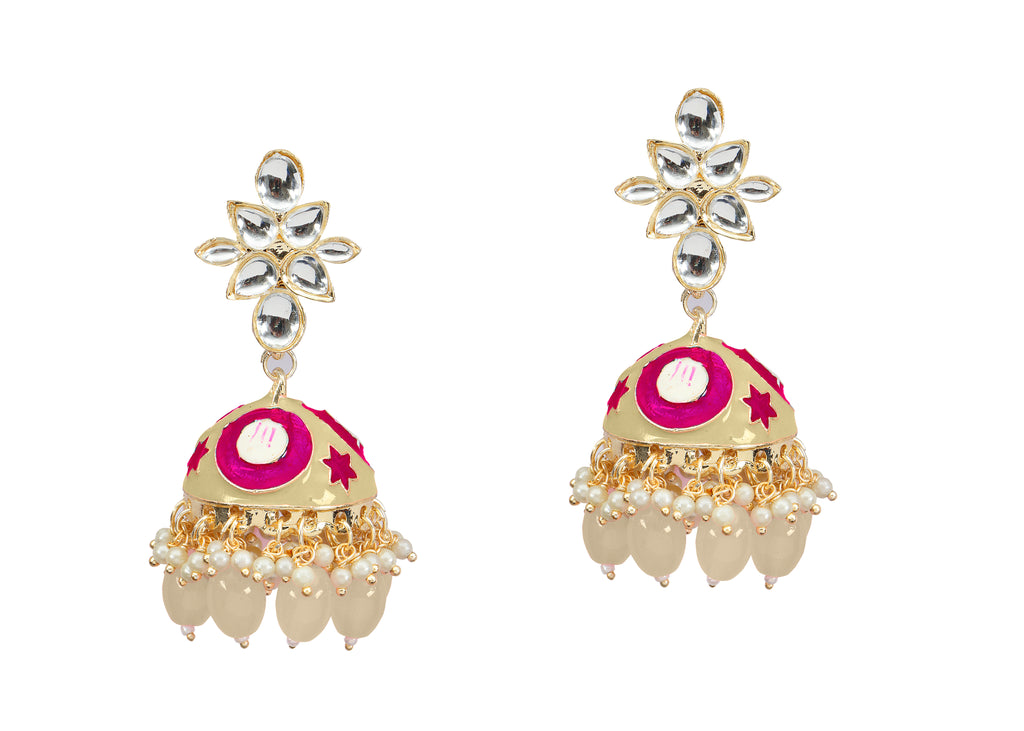 The99Jewel Traditional Kundan Stone Jhumki  Earrings for Women | Elegant Ethnic Stone Jewellery for Festivals, Weddings and Parties