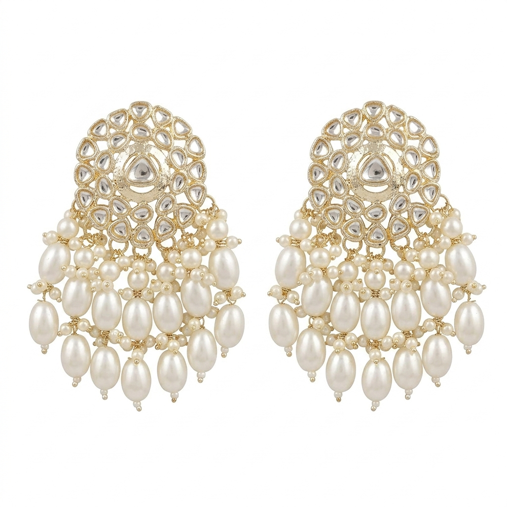 The99Jewel Green Meenakari Pearl Jhumki Earrings for Women