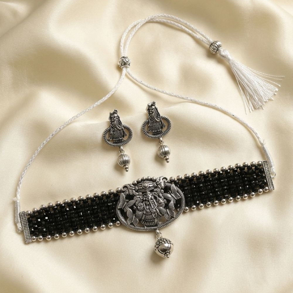 The99Jewel South Indian Temple Style Pearl Choker Necklace Set