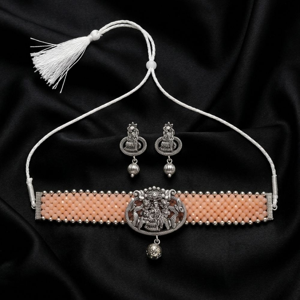 The99Jewel South Indian Temple Style Pearl Choker Necklace Set