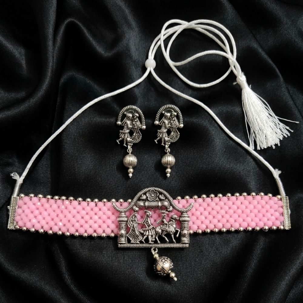 The99Jewel South Indian Temple Style Pearl Choker Necklace Set