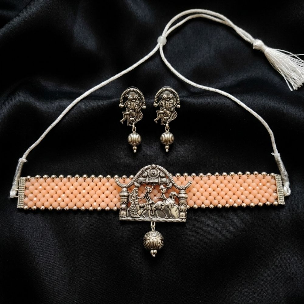 The99Jewel South Indian Temple Style Pearl Choker Necklace Set