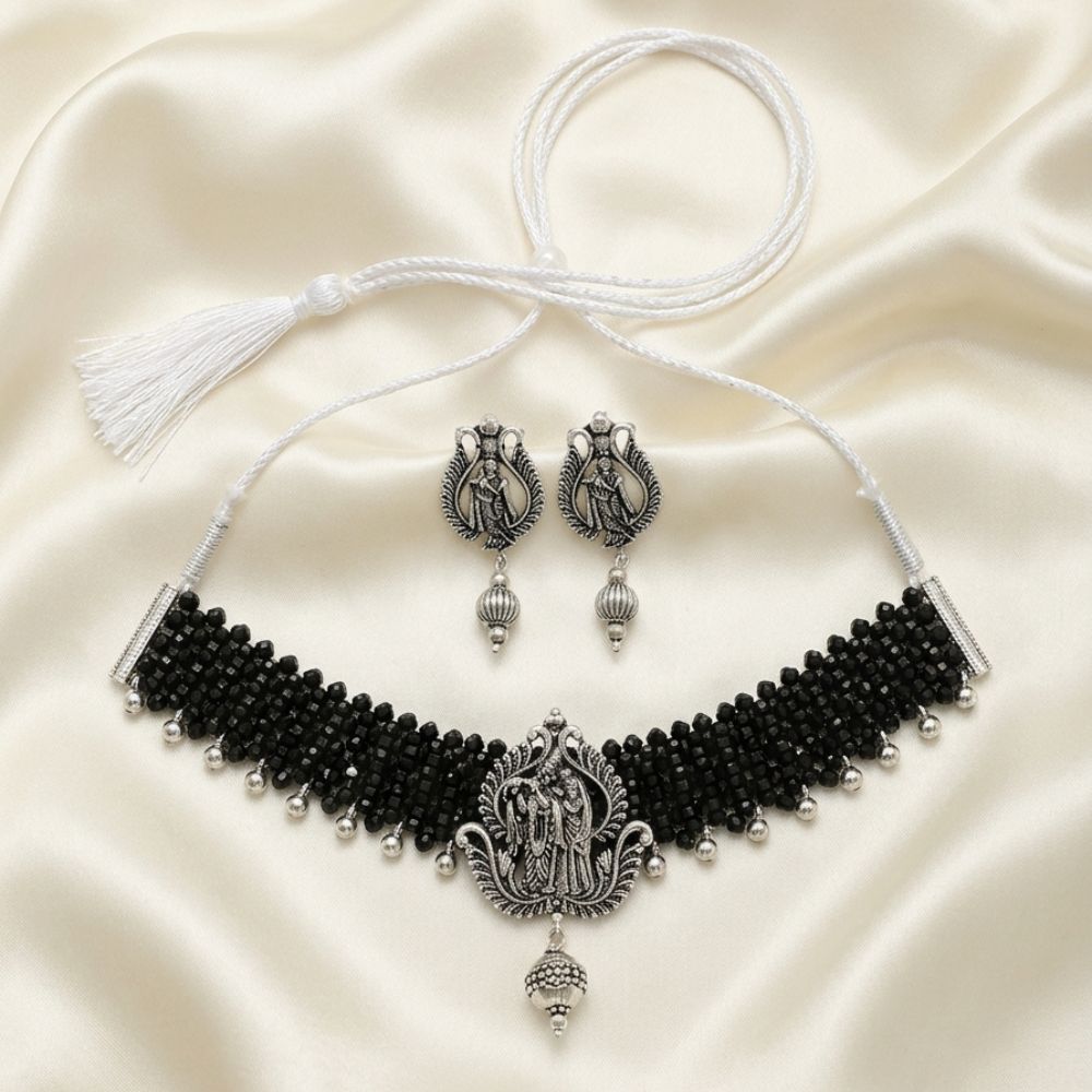 The99Jewel South Indian Temple Style Pearl Choker Necklace Set
