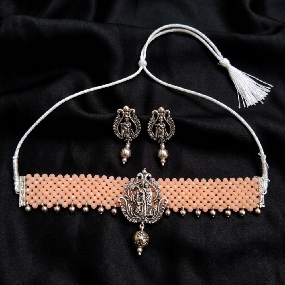The99Jewel South Indian Temple Style Pearl Choker Necklace Set