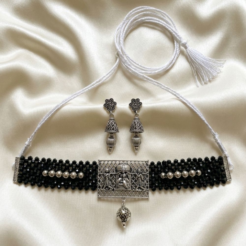 The99Jewel South Indian Temple Style Pearl Choker Necklace Set