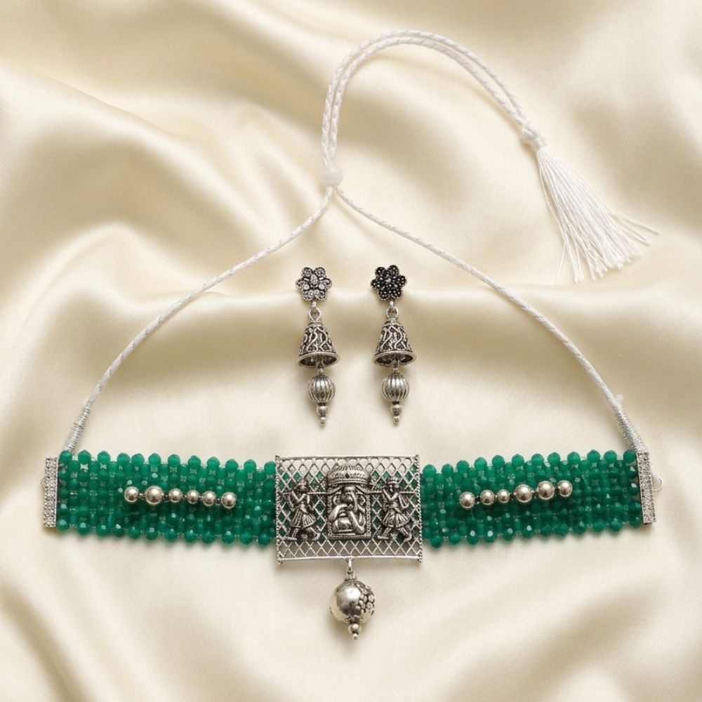 The99Jewel South Indian Temple Style Pearl Choker Necklace Set