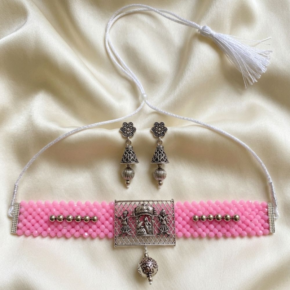 The99Jewel South Indian Temple Style Pearl Choker Necklace Set