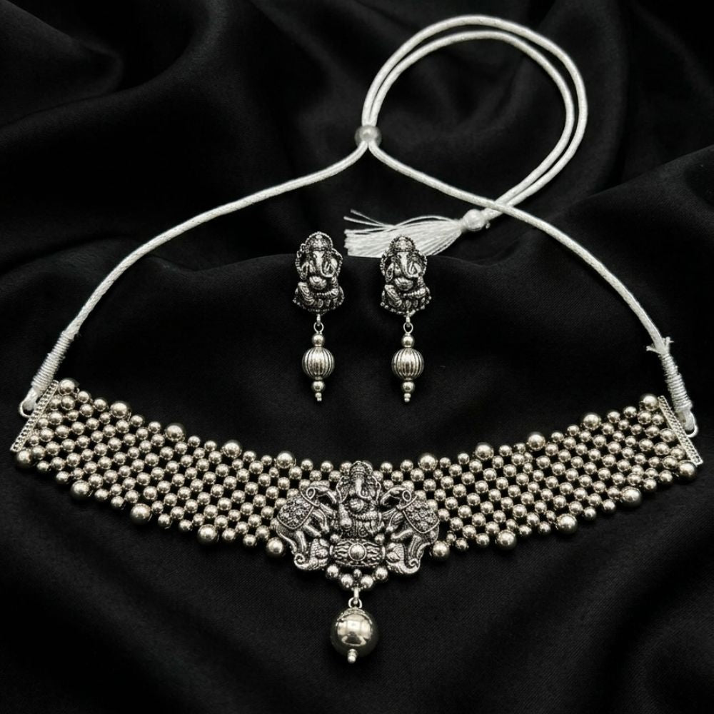 The99Jewel South Indian Temple Style Pearl Choker Necklace Set