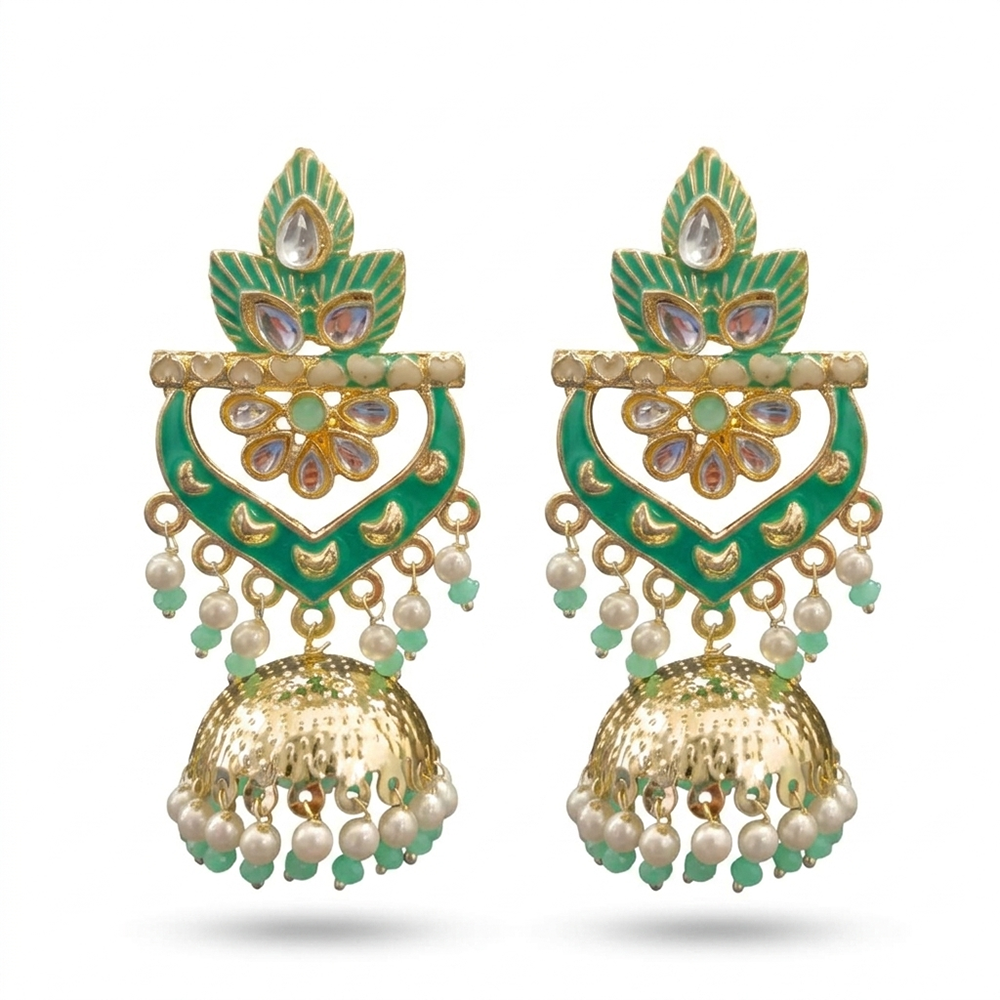 The99Jewel Traditional Kundan Stone & Pearl Drop Earrings for Women