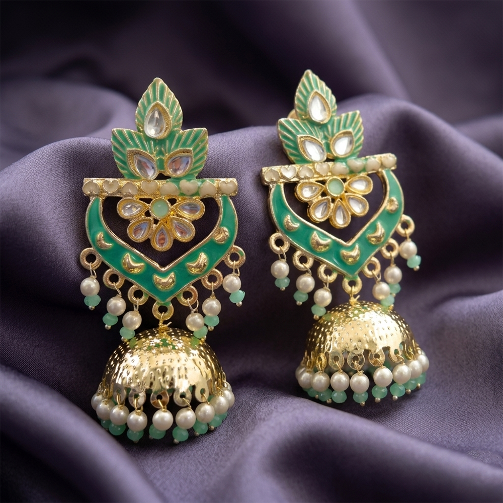The99Jewel Traditional Kundan Stone & Pearl Drop Earrings for Women