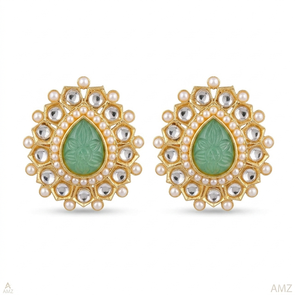 The99Jewel Heritage Pearl & Kundan Party Wear Earrings for Women