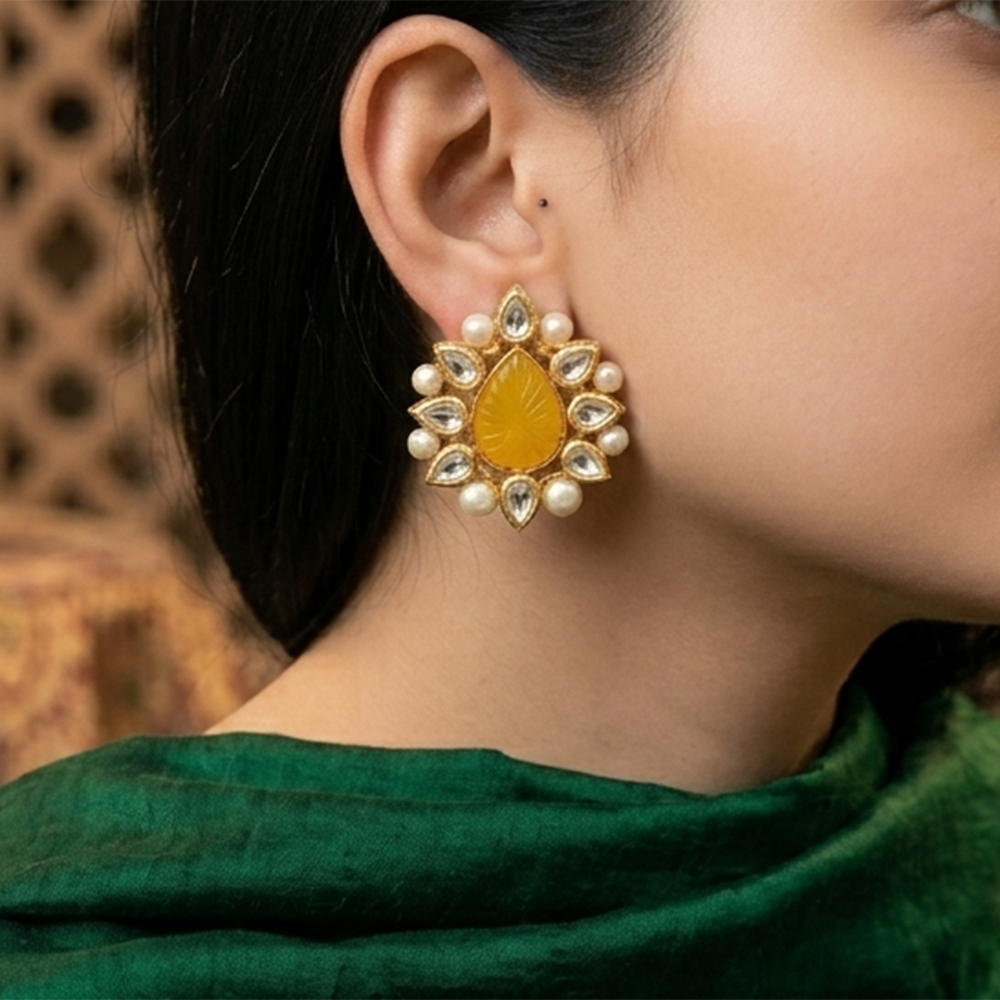 The99Jewel Heritage Pearl & Kundan Party Wear Earrings for Women