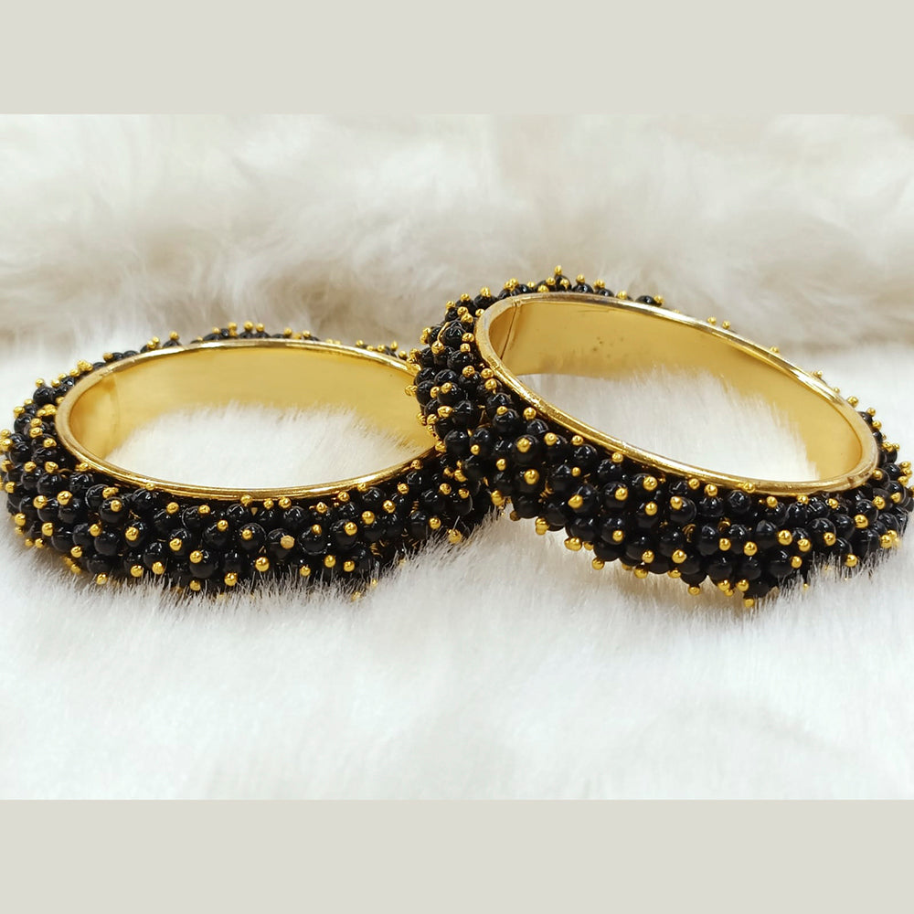 The99Jewel Pink Beaded Gold Plated Bangles for Girls & Women (2 Bangle in a Set)