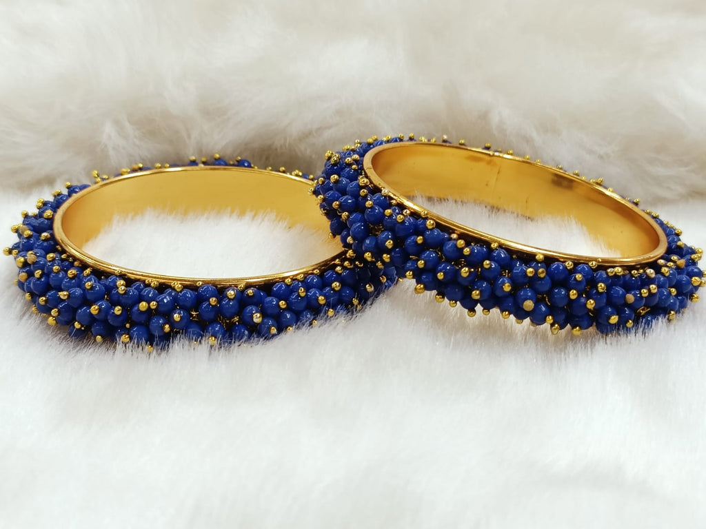 The99Jewel Pink Beaded Gold Plated Bangles for Girls & Women (2 Bangle in a Set)