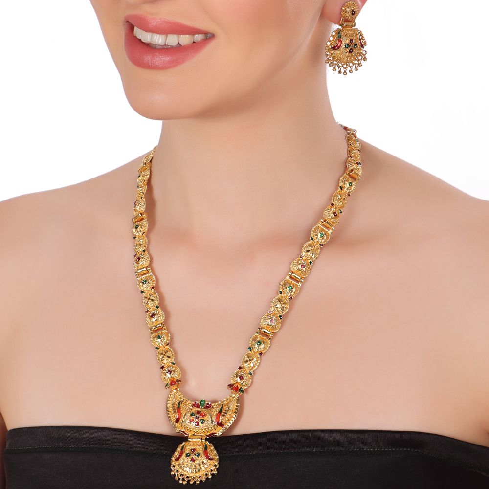 The99Jewel Gold Look Forming Long Necklace Set