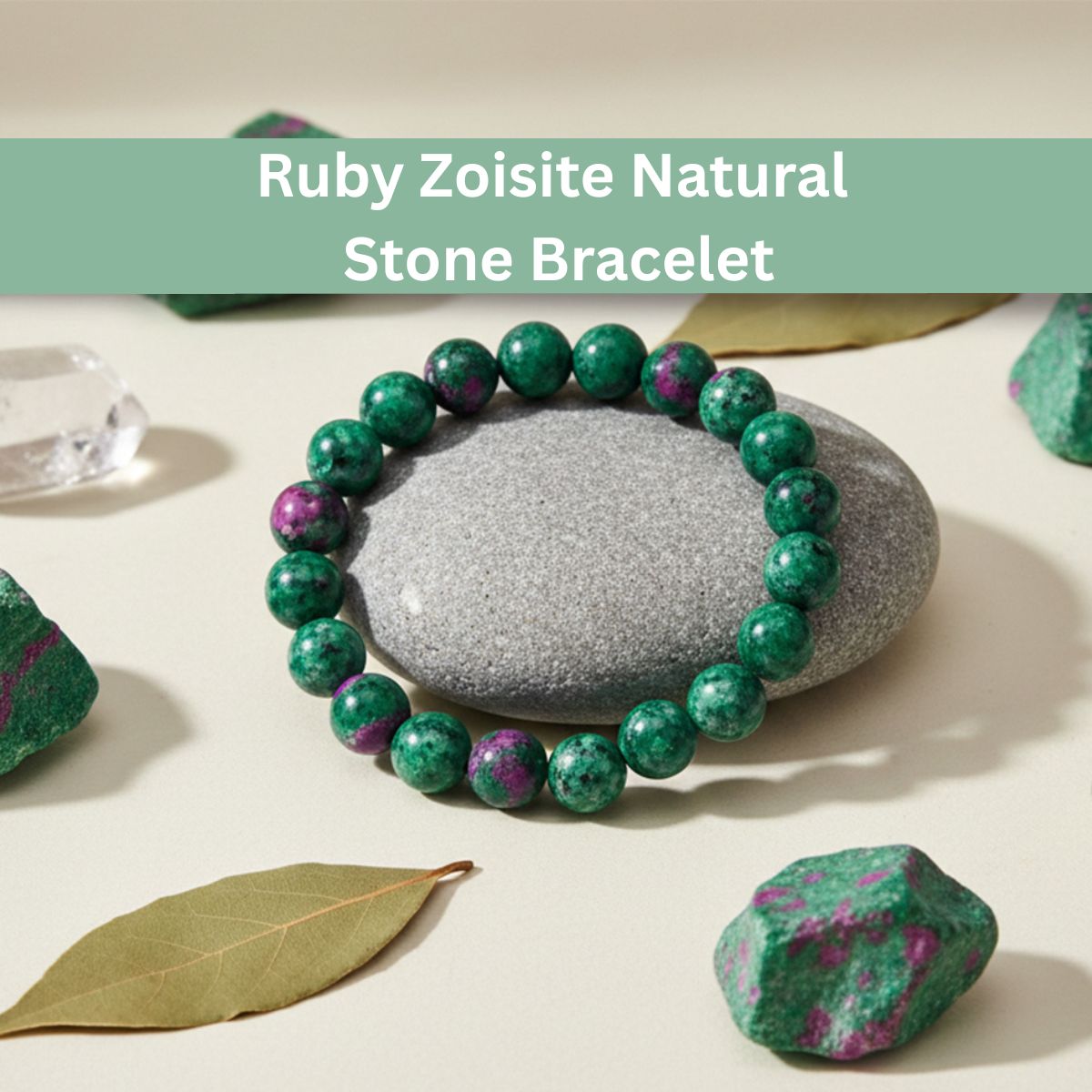 The99Jewel Ruby Zoisite Natural Stone Bracelet With Box