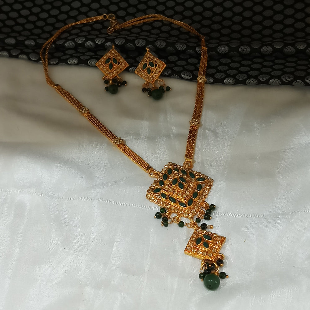 The99Jewel Gold Plated Green Austrian Stone Necklace Set