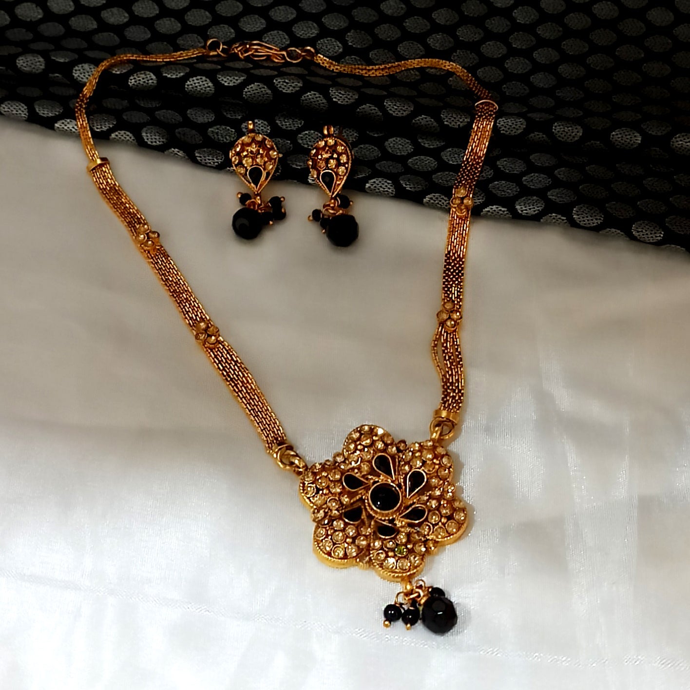 The99Jewel Gold Plated Brown Austrian Stone Necklace Set