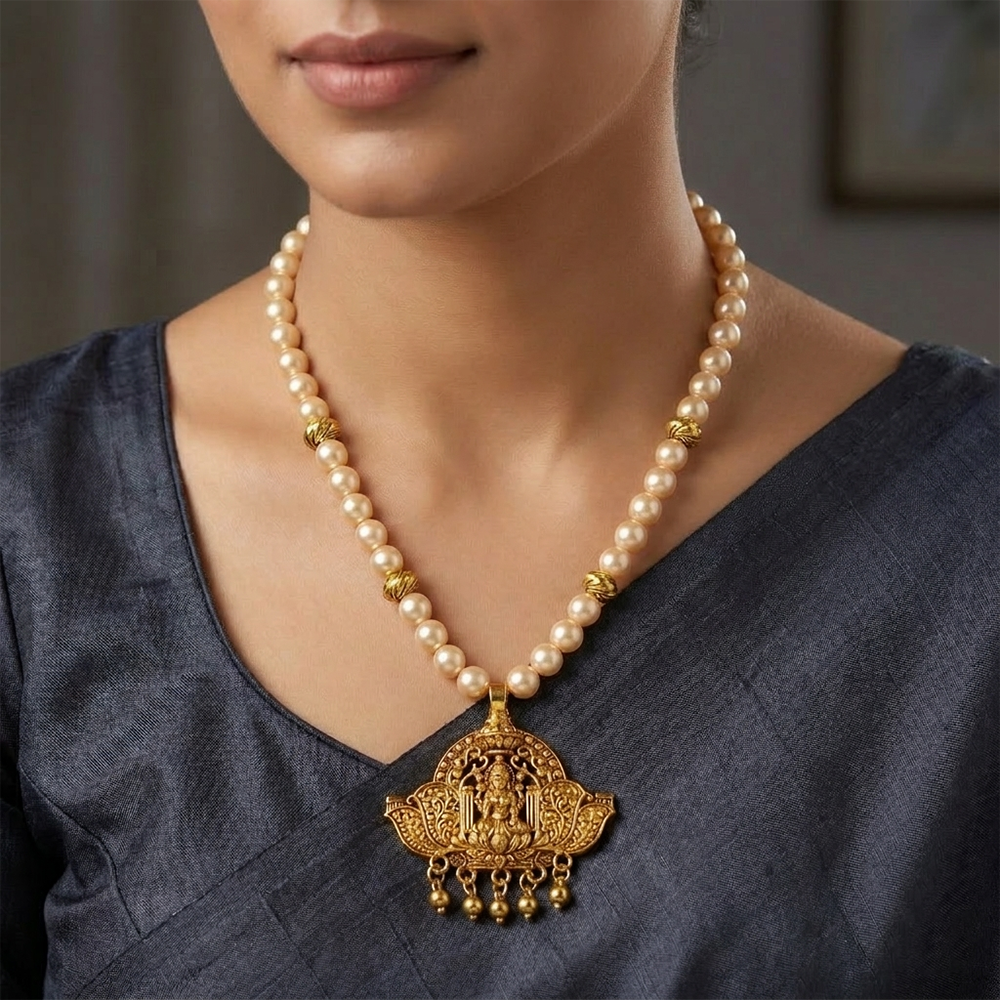 The99Jewel Gold Plated Assorted Design Pearl Necklace Set (Any Design)