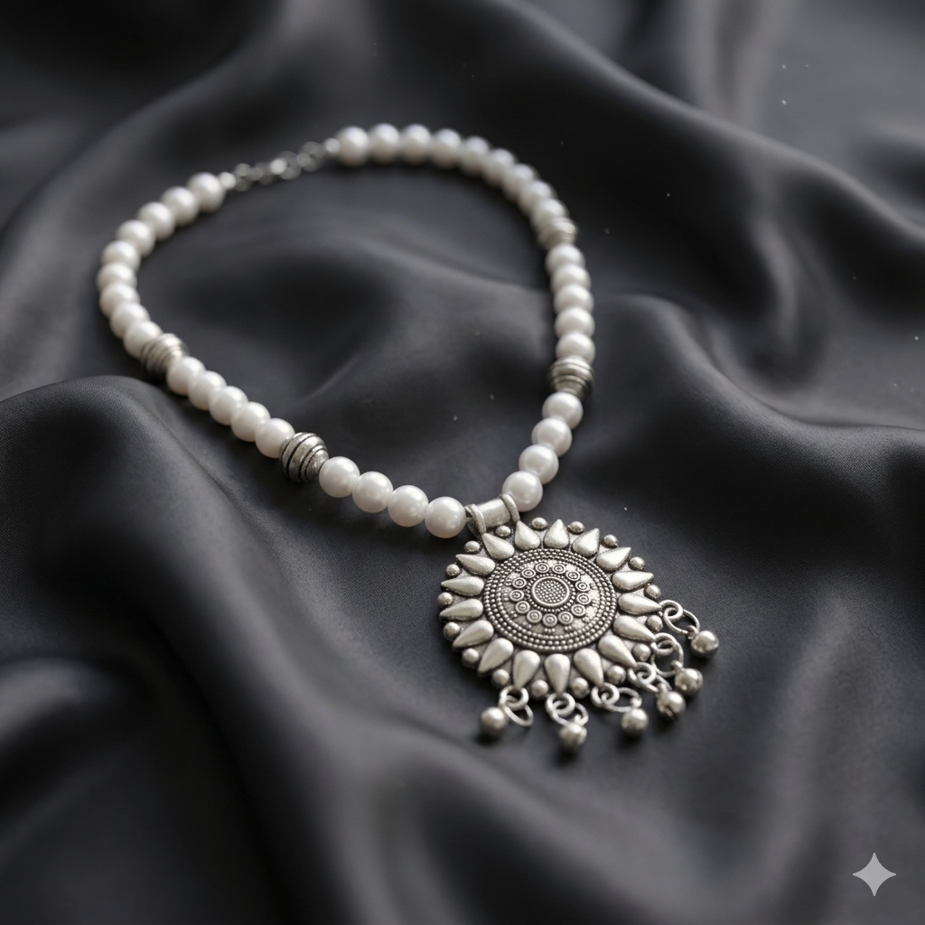 The99Jewel Silver Plated Assorted Design Pearl Necklace Set (Any Design)