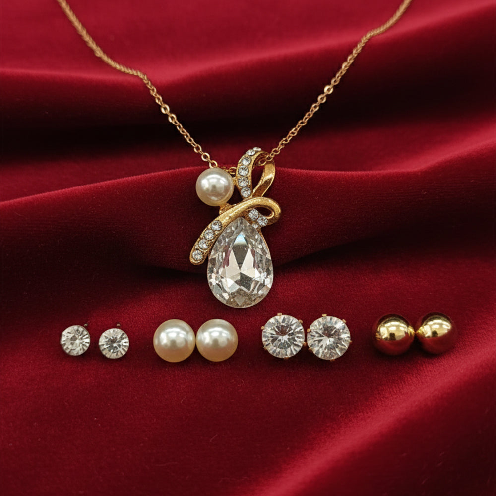 The99Jewel Chain Pendant & Set of 4 Stud Earrings Combo
